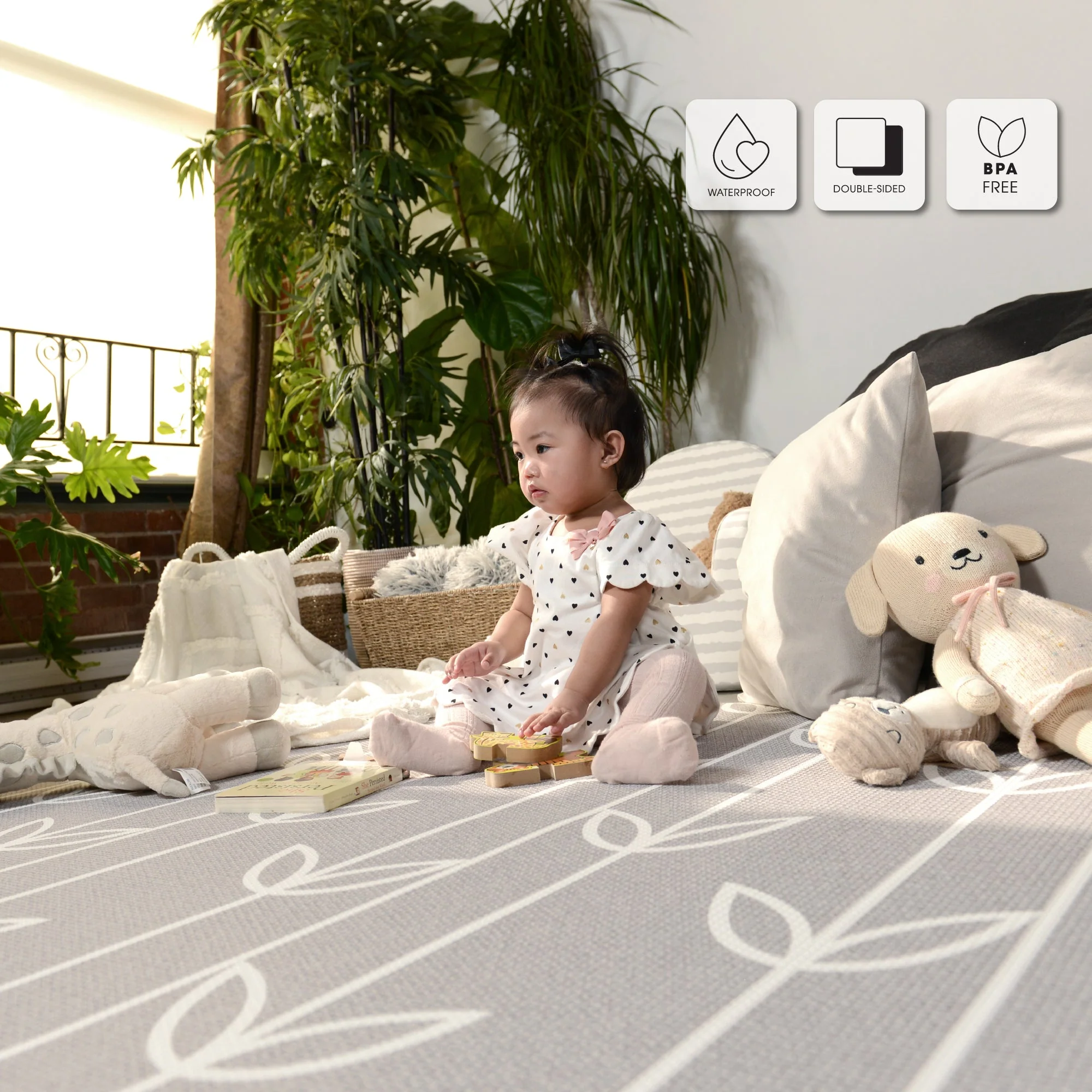 Baby Care Playmat - Sea Petals Grey - Small - Image 4