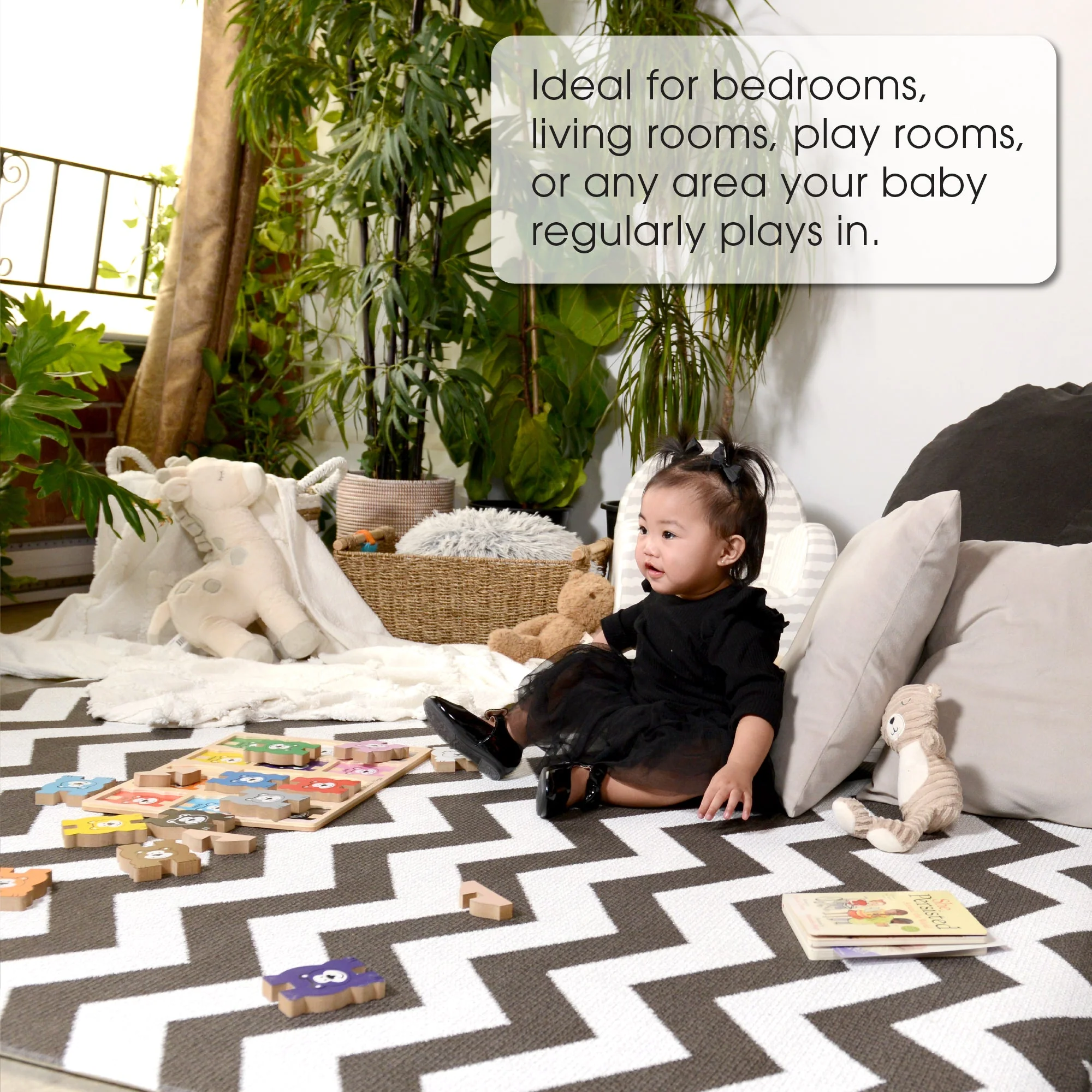 Baby Care Playmat - Zig Zag Black - Medium - Image 5