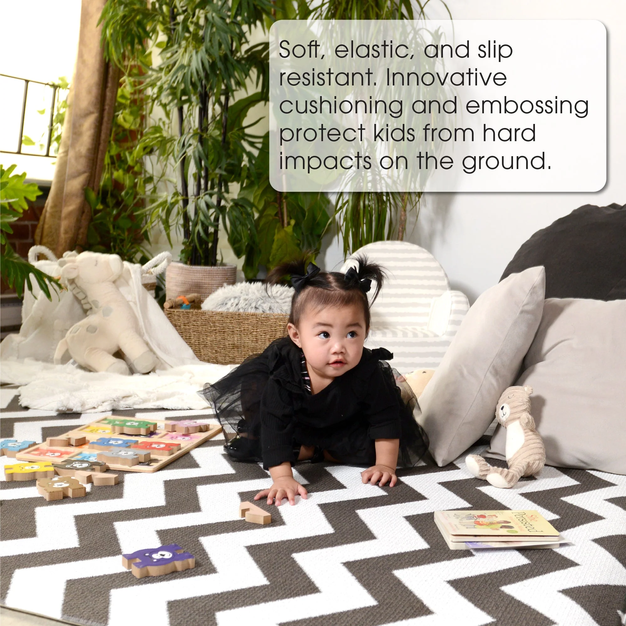 Baby Care Playmat - Zig Zag Black - Medium - Image 6