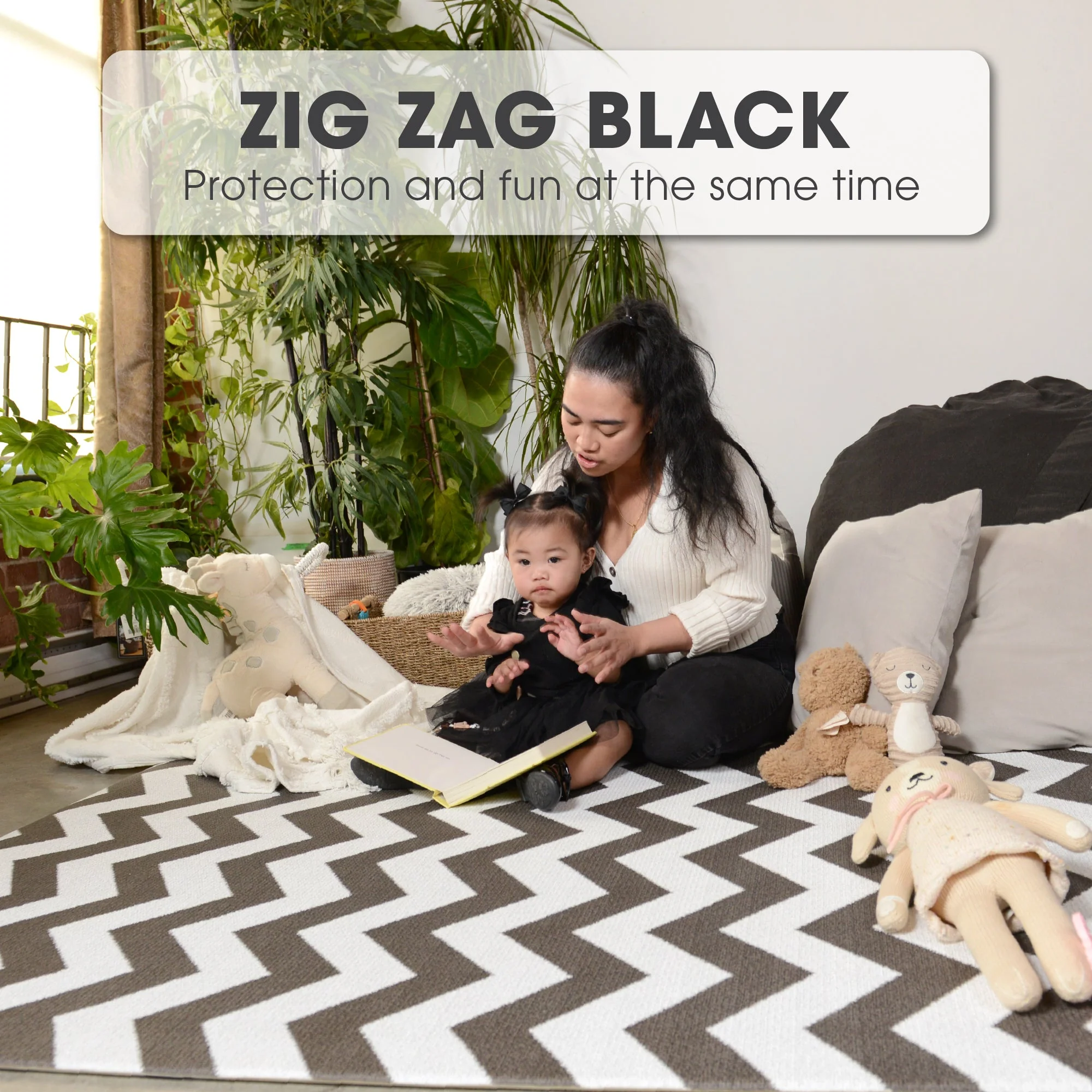 Baby Care Playmat - Zig Zag Black - Medium - Image 9