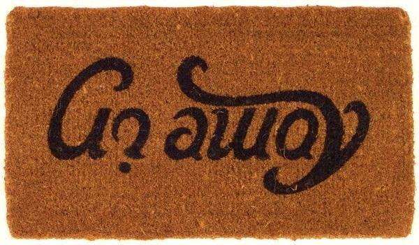 Come in Go Away Ambigram Vinyl Coir Doormat - Image 2