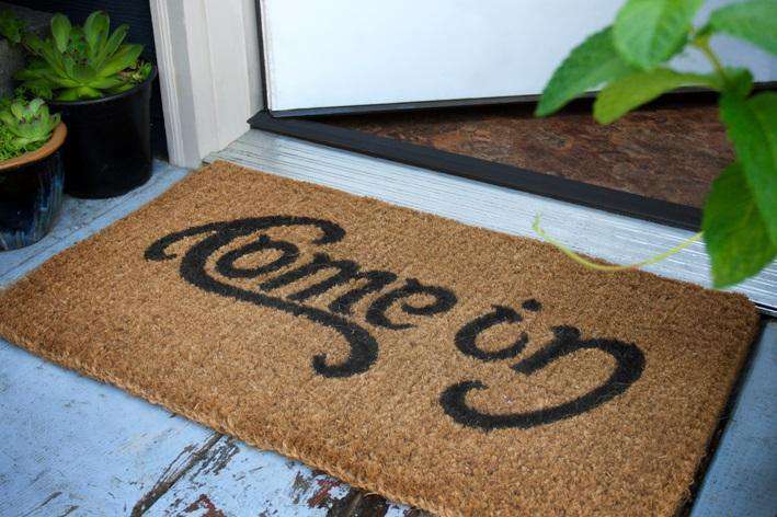 Come in Go Away Ambigram Vinyl Coir Doormat - Image 3
