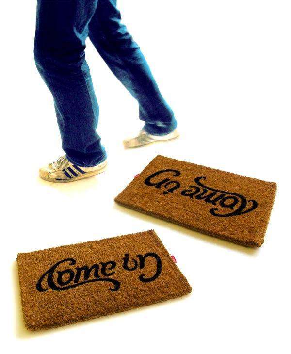 Come in Go Away Ambigram Vinyl Coir Doormat - Image 4