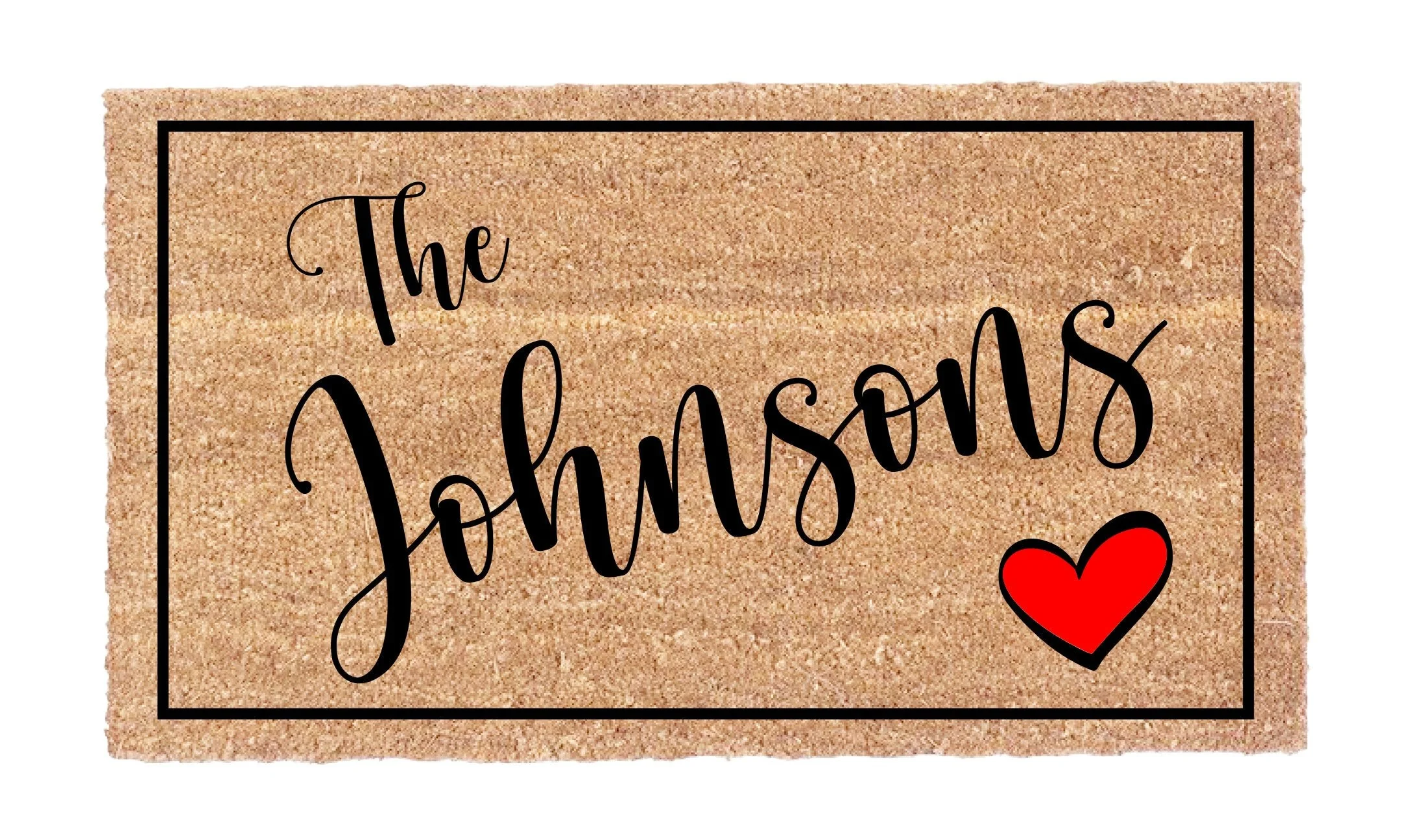 Personalized Family Name Heart Doormat