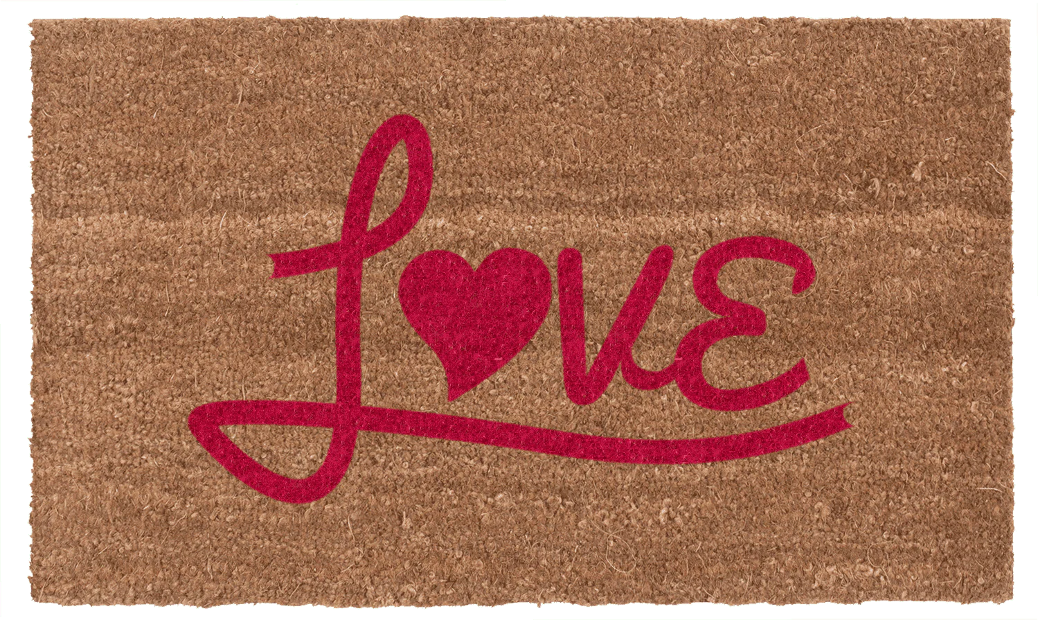 Love Heart Coco Red Vinyl Coir Doormat