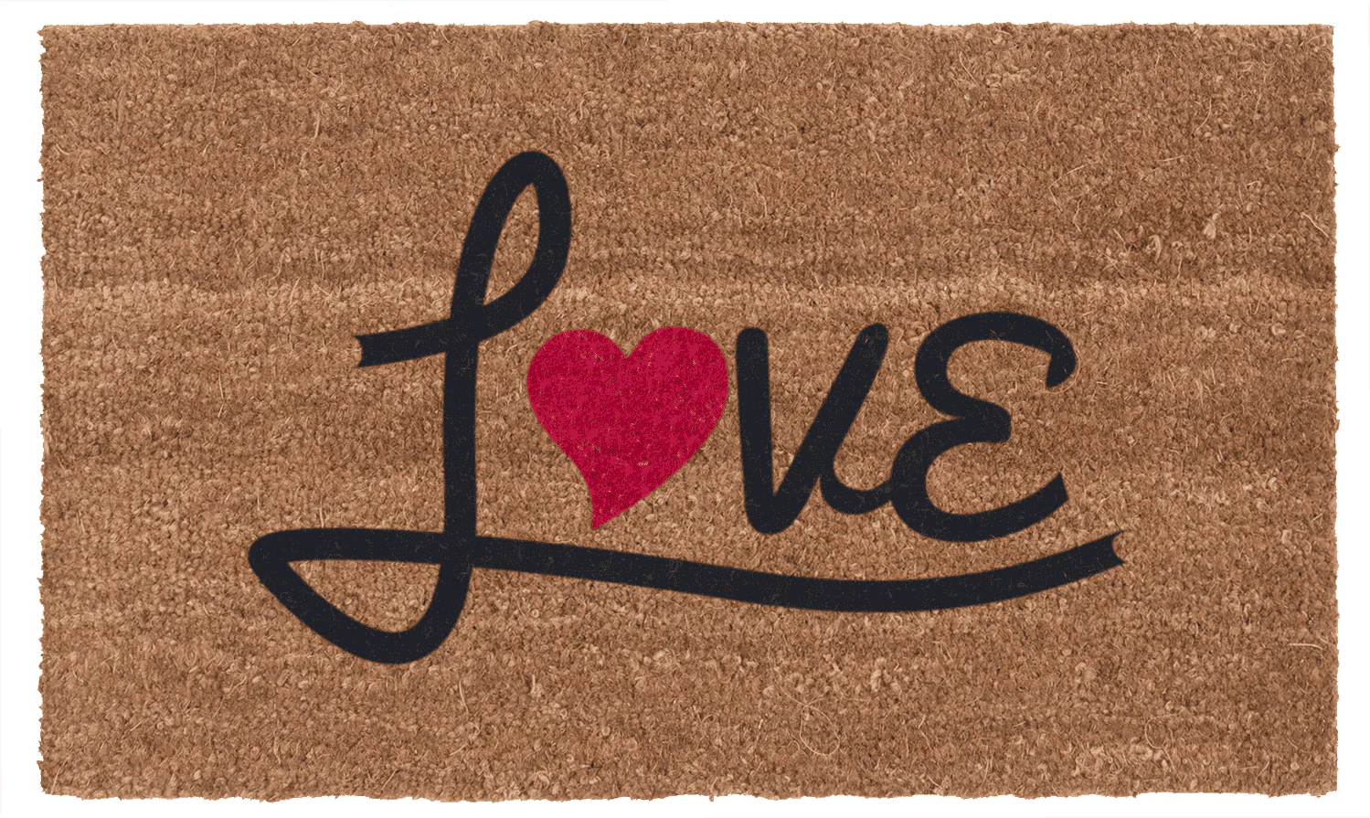 Love Heart Red & Black Vinyl Coir Doormat