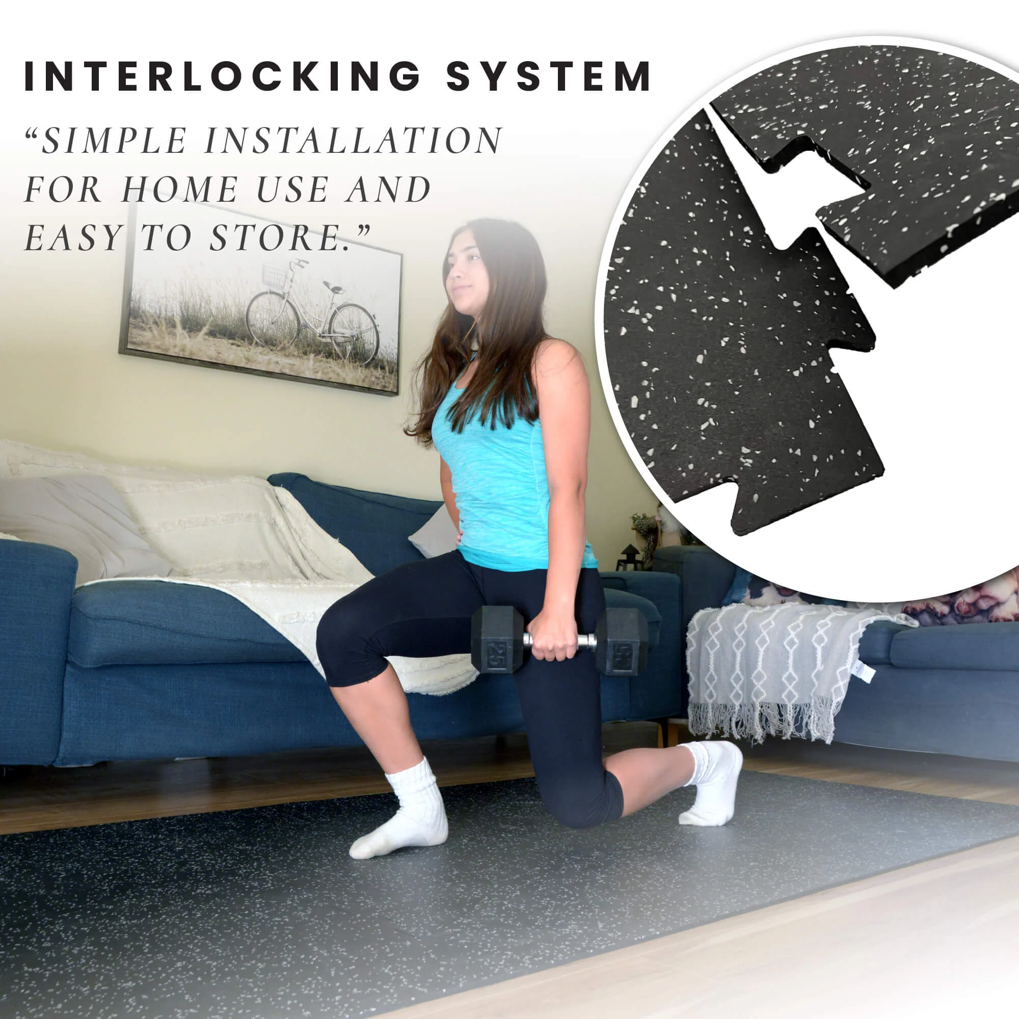 CM Resilient Rubber Gym Tiles 4 Pack for Home Use - Image 4