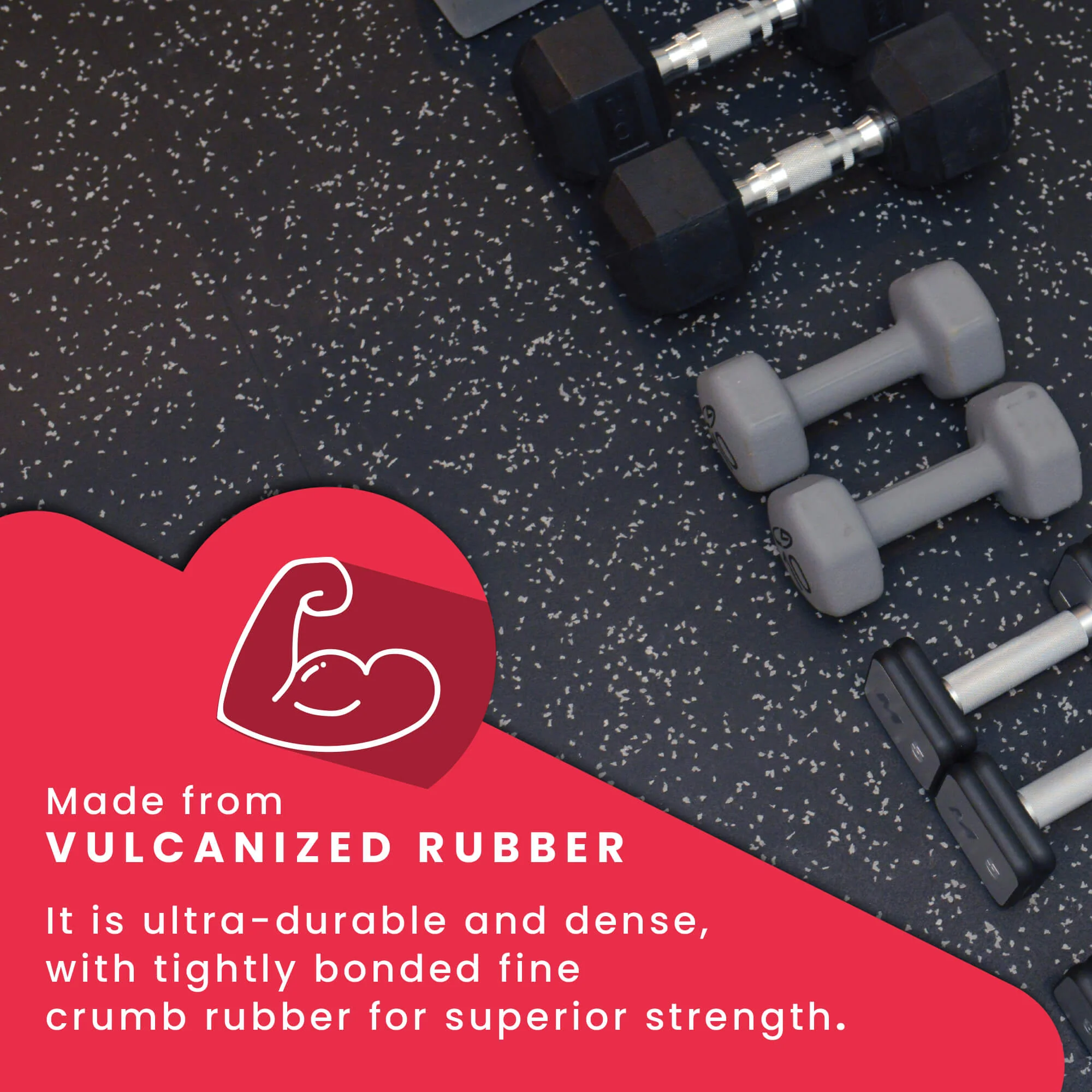 CM Resilient Rubber Gym Tiles 4 Pack for Home Use - Image 5