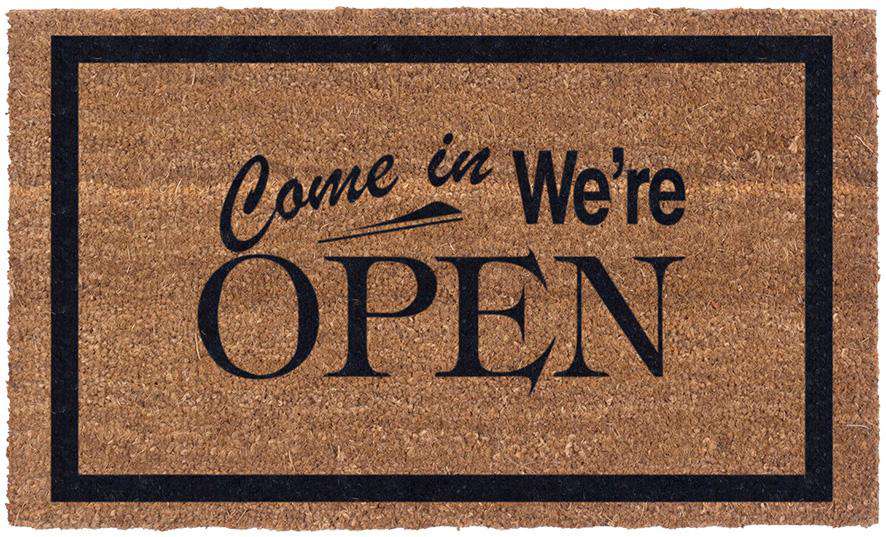 Come In We're Open Vinyl Coir Doormat